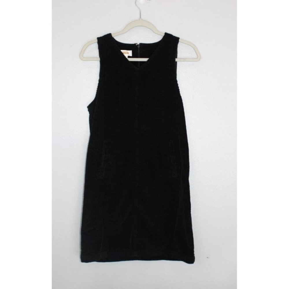 Vintage Talbots Dress Women's Size 4 Black Sleeveless Corduroy Mini Y2k 90's